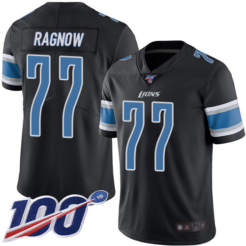 Detroit Lions Limited Black Men Frank Ragnow Jersey NFL Football 77 100th Season Rush Vapor Untouchable